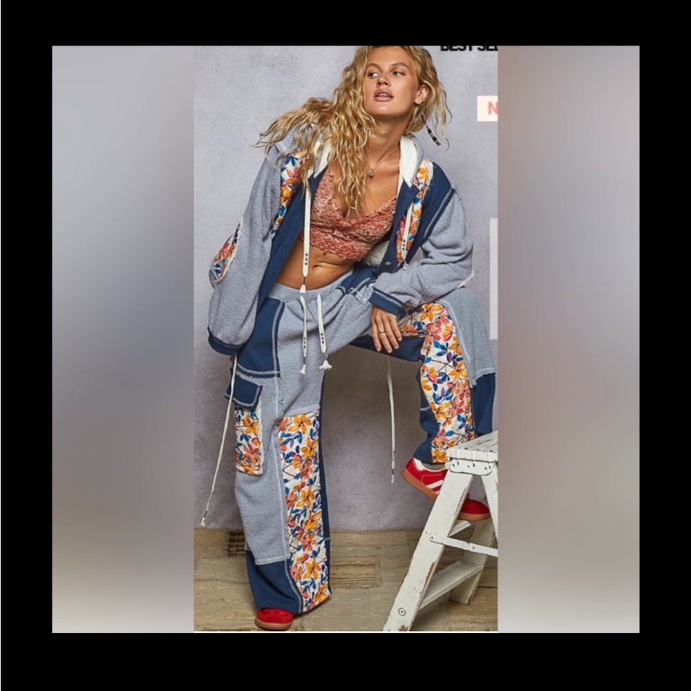 POL Jacket Only  Floral Patchwork Women's Oversized Jacket